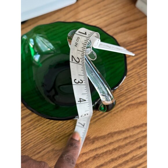 Vintage Green Glass Swan Bowl Clear Neck Jewelry Box Nut & Candy Home Decor - Picture 5 of 10